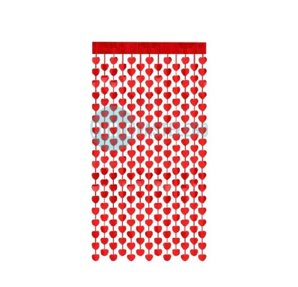CORTINA FOIL FRINGE CORAZONES ROJOS (1 X 2 MT.)