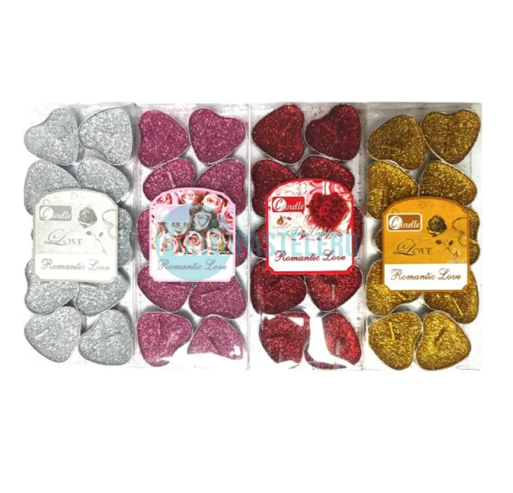 VELAS DE NOCHE FORMA CORAZON GIBREADA CON PORTA VELA (10 U.)