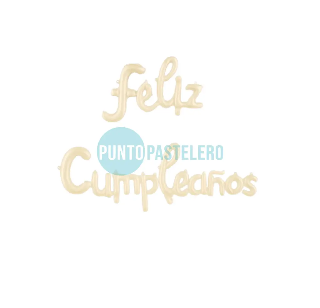 GLOBO METALIZADO "FELIZ CUMPLEAÑOS" CURSIVA CREMA