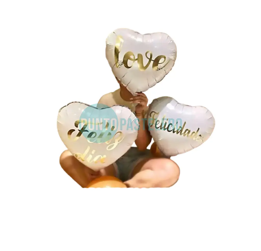 GLOBO CORAZON METALIZADO 45 CM (FELIZ DIA - LOVE-TE QUIERO) [34-4] [34-5]