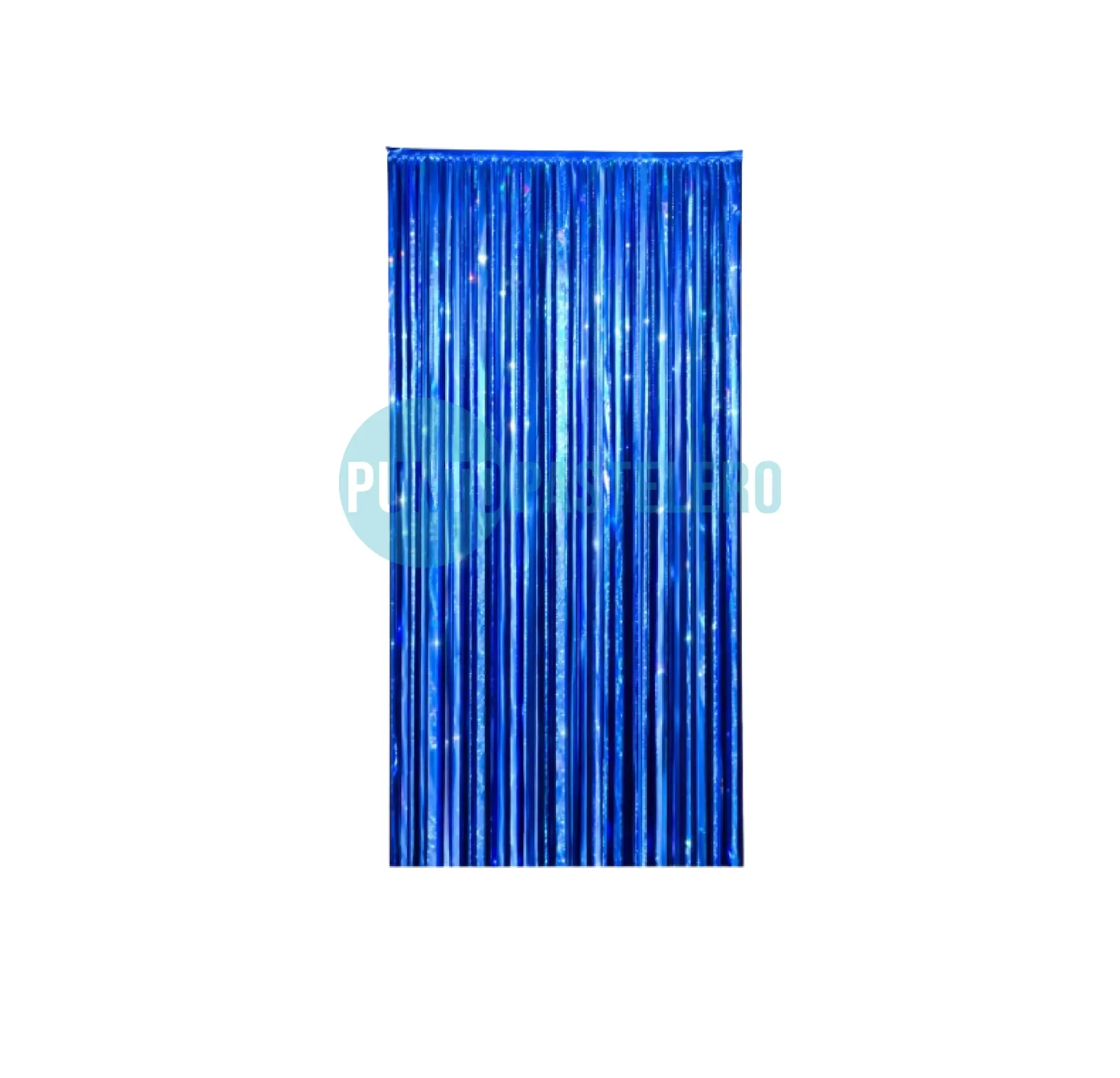 CORTINA METALIZADA AZUL HOLOGRAFICA FOIL FRINGE (1 X 2 MT.)