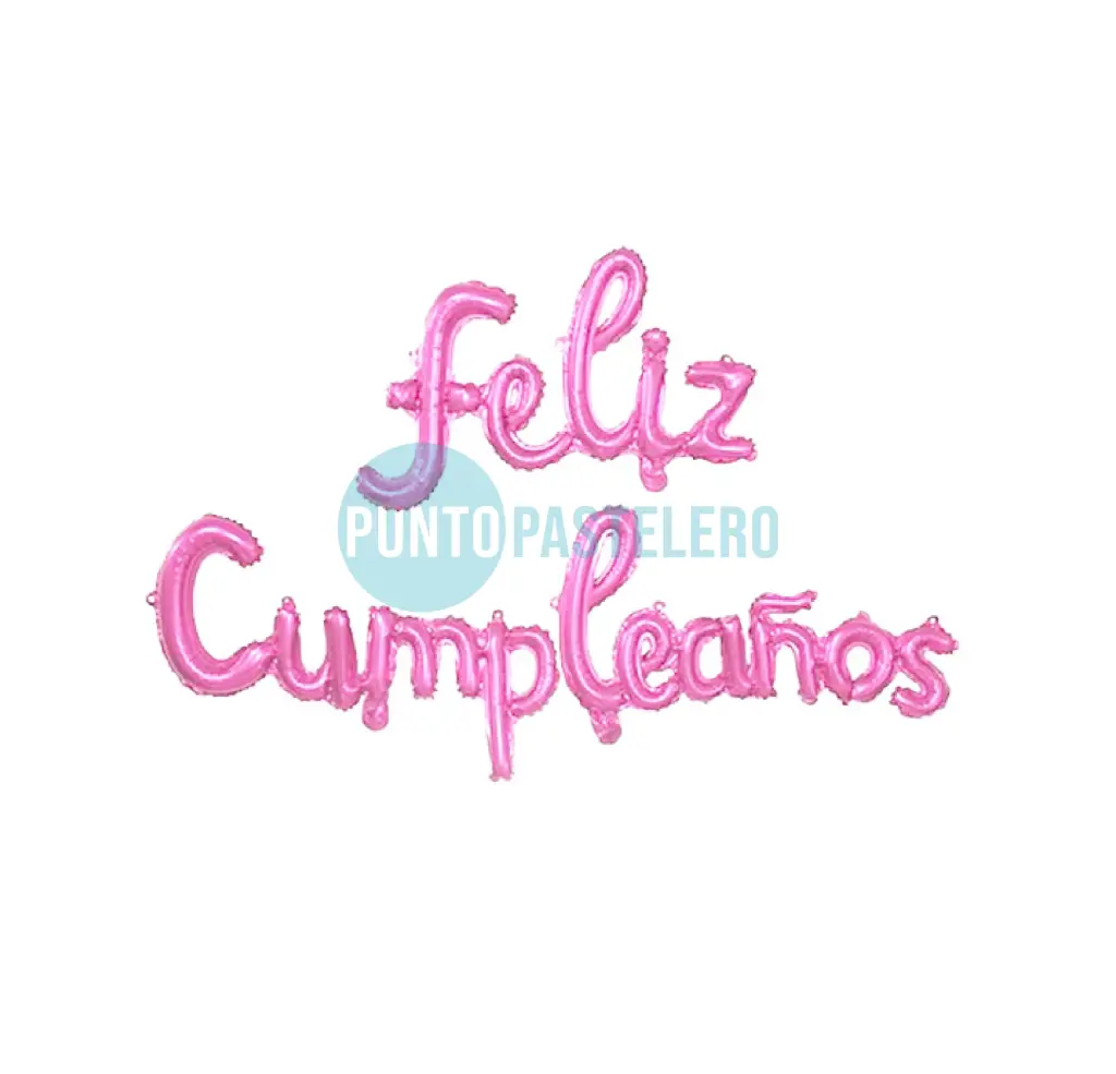 GLOBO METALIZADO "FELIZ CUMPLEAÑOS" CURSIVA ROSA