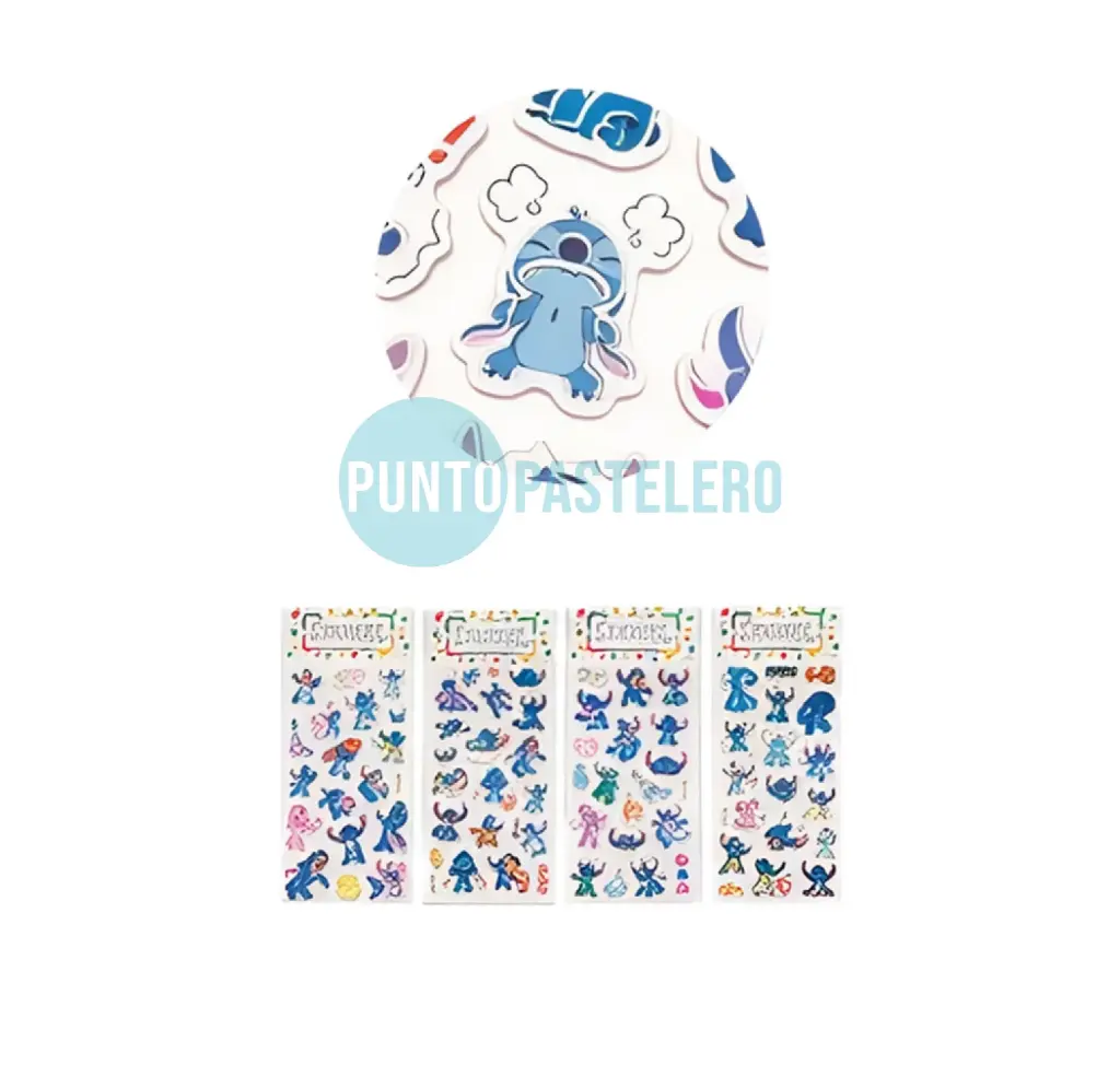 STICKERS EN PLANCHA 3D STITCH (18 U.)