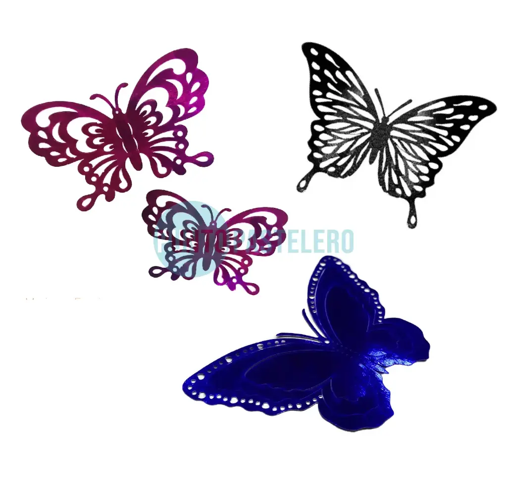 MARIPOSA CALADA 3D METALIZADA (12 U.)