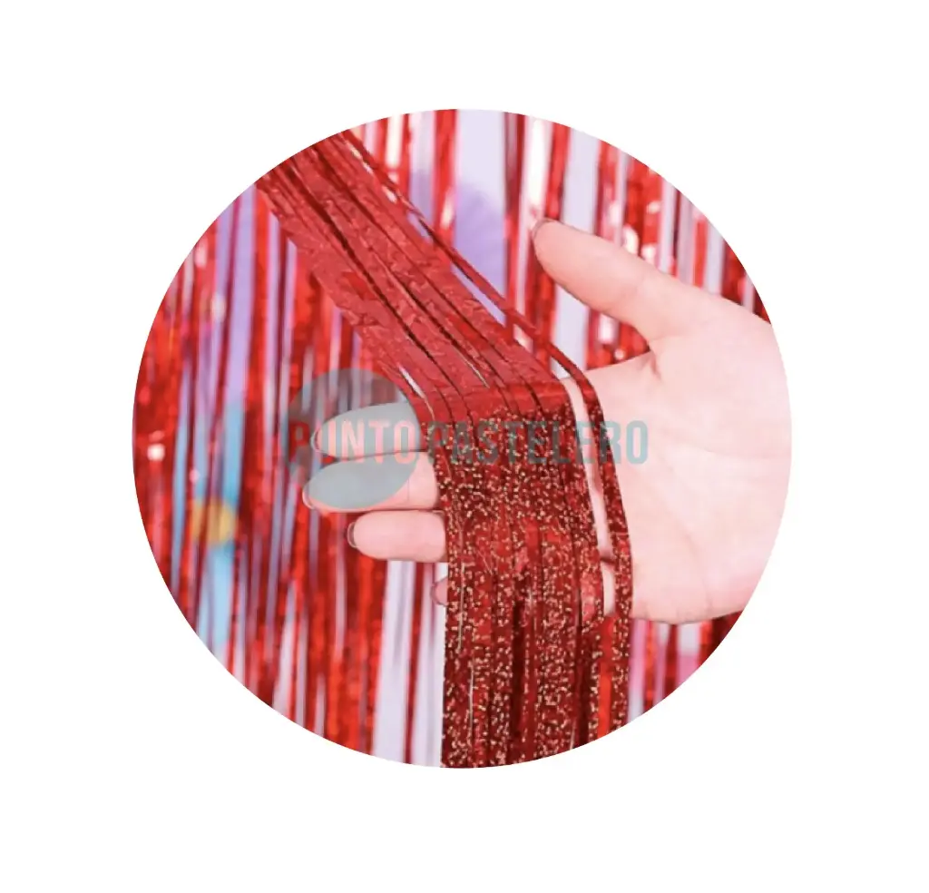 CORTINA METALIZADA LASER ROJO FOIL FRINGE (1 X 2 MT.)