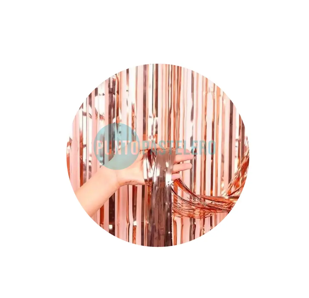 CORTINA METALIZADA ROSA GOLD FOIL FRINGE (1 X 2 MT.)