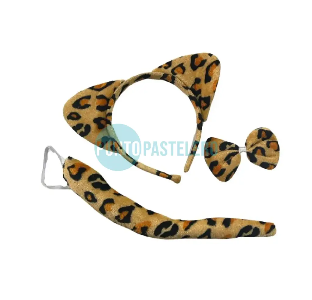 SET DISFRAZ LEOPARDO (VINCHA-COLA-MOÑO)
