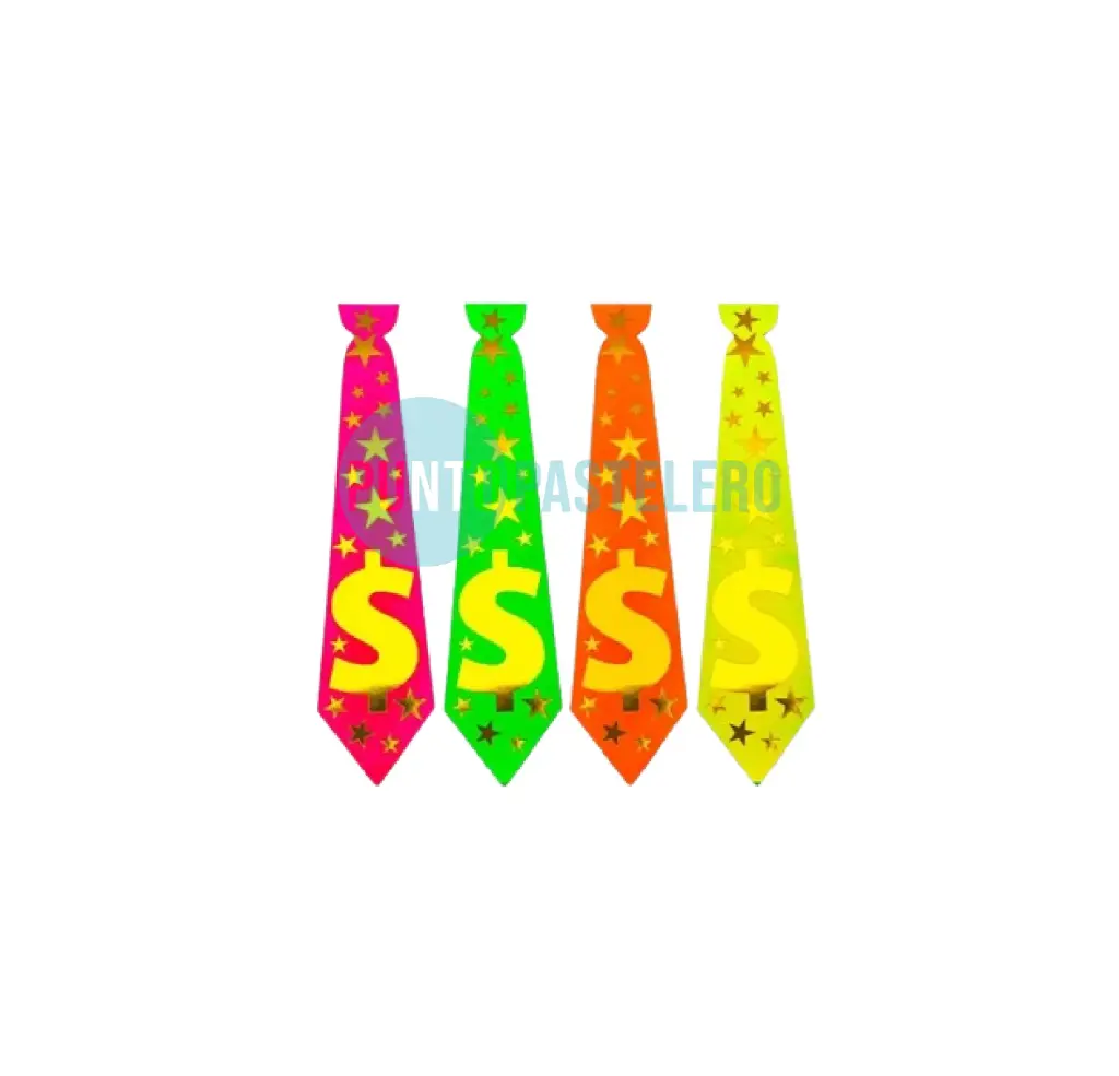 CORBATA ESTAMPADA FLUO DOLAR (X 12 U.)