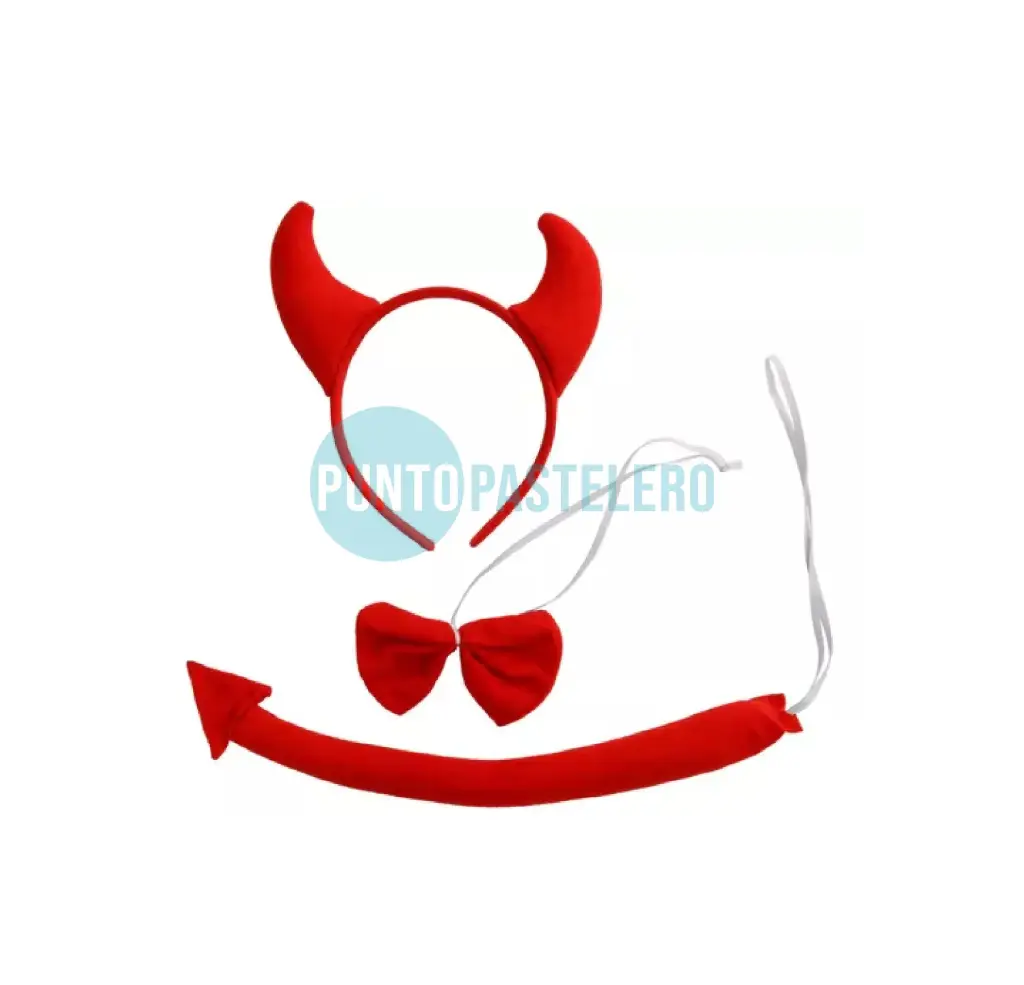 SET DISFRAZ DIABLO ROJO (VINCHA-COLA-MOÑO)