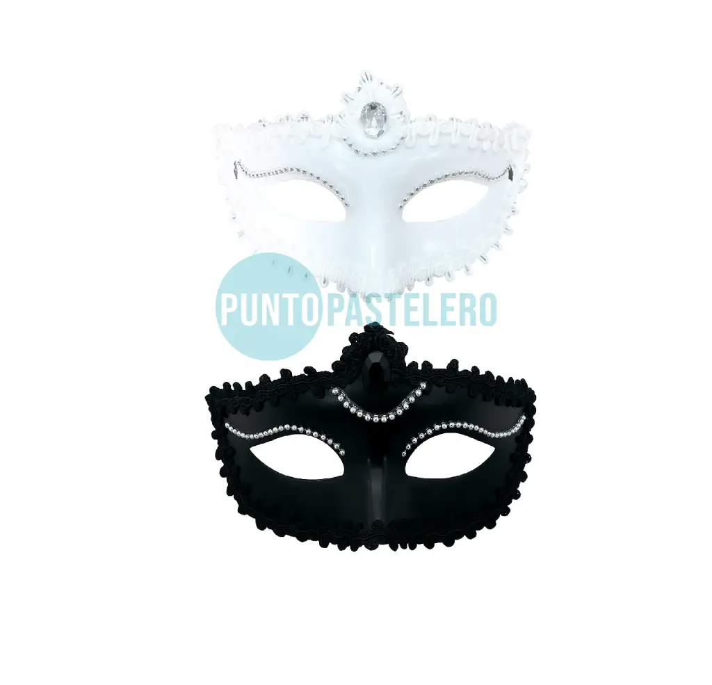 ANTIFAZ VENENCIANO CON APLIQUE PIEDRAS BLANCO