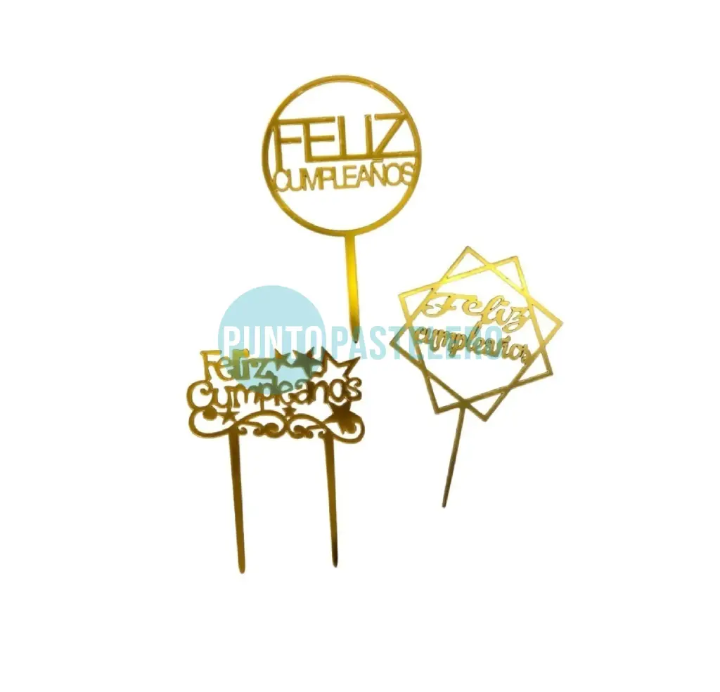 TOPPER FELIZ CUMPLEAÑOS ACRILICO (MODELOS SURTIDOS)