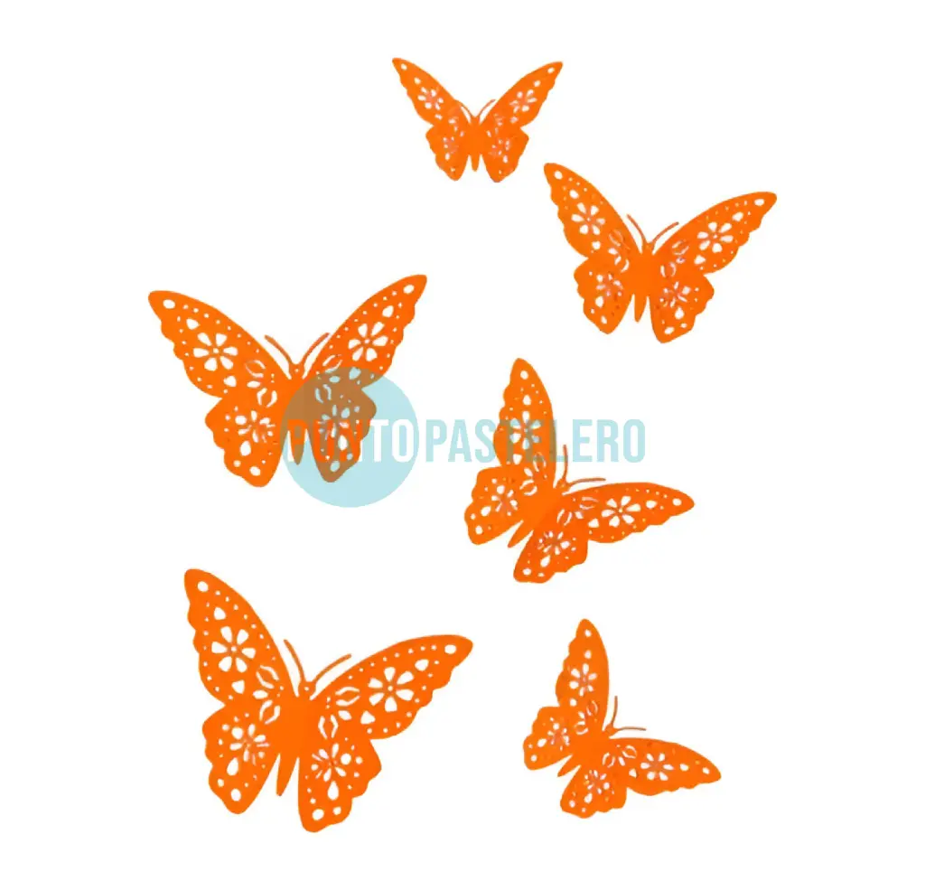 MARIPOSAS TROQUELADAS FLUO NARANJA (6 U.)