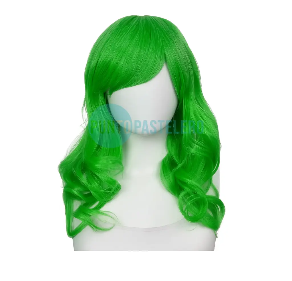 PELUCA LARGA CON RULOS VERDE