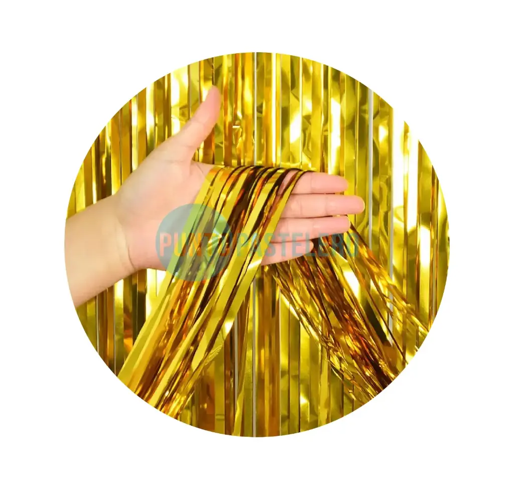 CORTINA METALIZADA DORADO FOIL FRINGE (1 X 2 MT.)