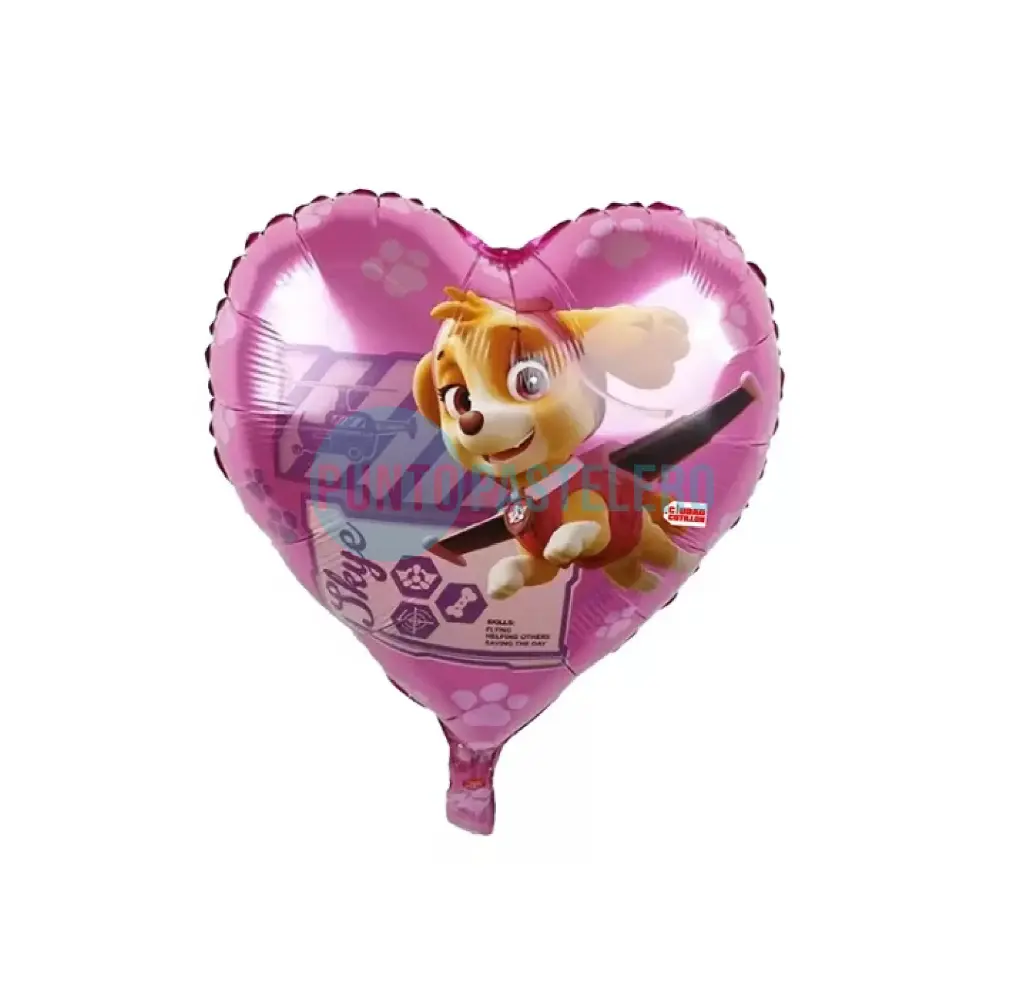 [SKY45] GLOBO METALIZADO CORAZON SKYE ROSA PAW PATROL (45 CM) [27-1] [X40]