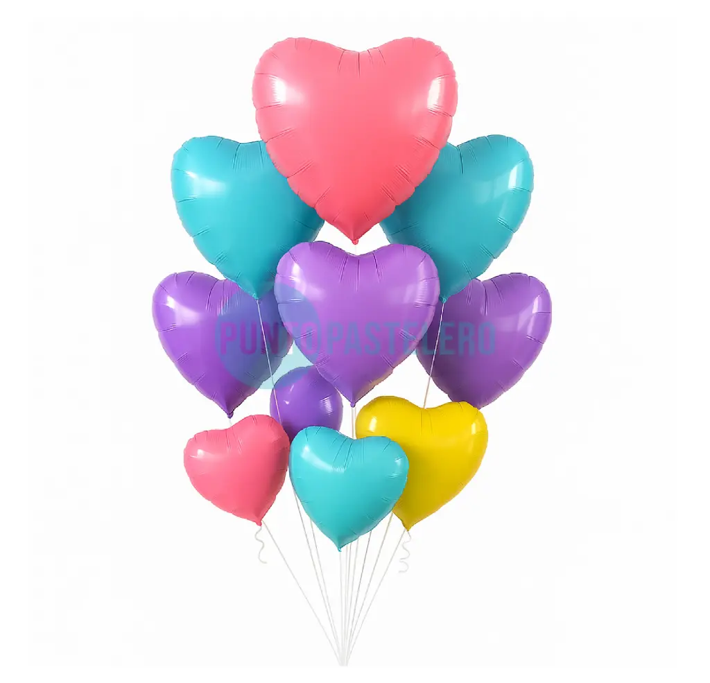 GLOBO CORAZON COLORES PASTEL 18" (45 CM) [CAJA]