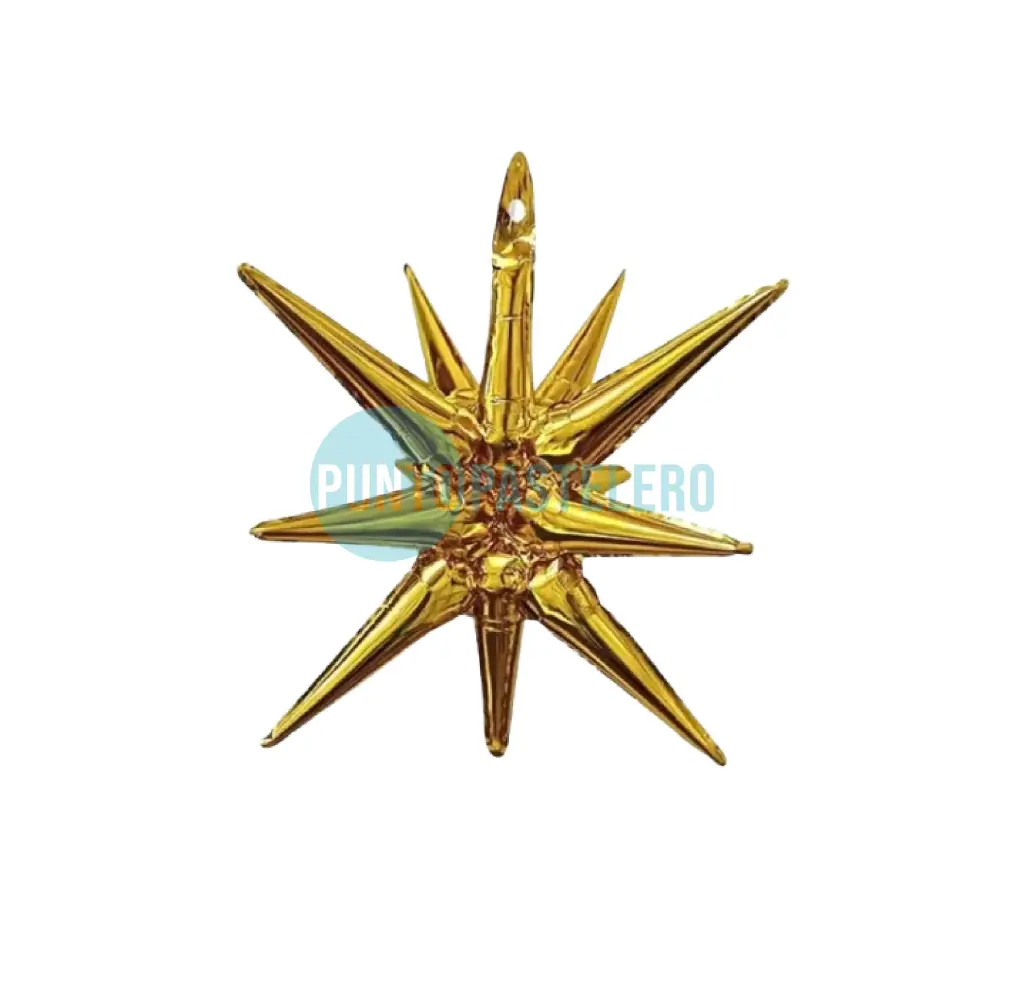 GLOBO METALIZADO ESTRELLA 15 PUNTAS 3D (50 CM) (DORADO) [CAJA]