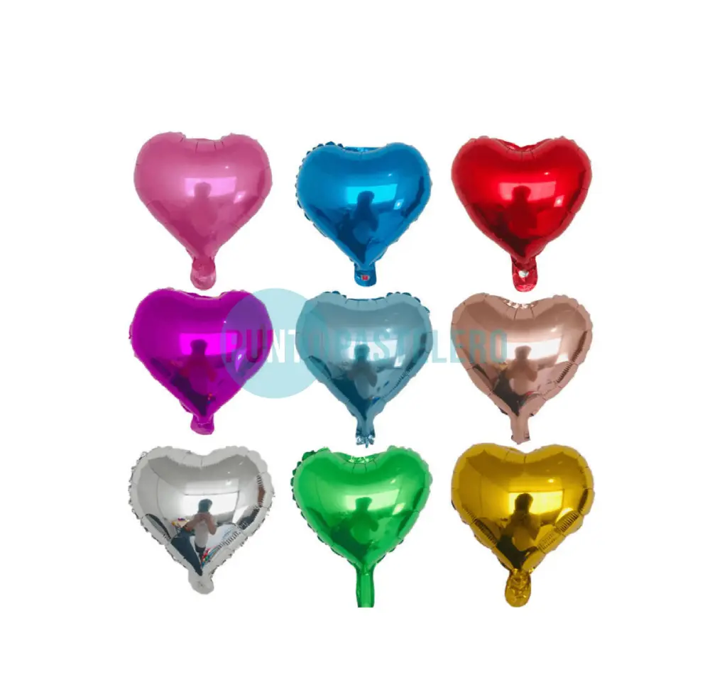 GLOBO CORAZON METALIZADO 23 CM (10") (COLORES VARIOS) [CB10] [CAJA 2]