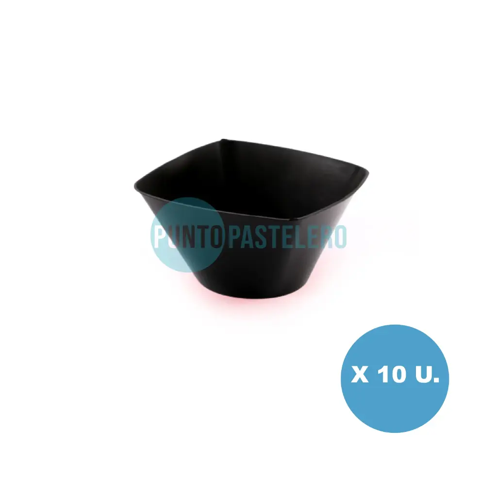 [7798098702533] BOWL CUADRADO NEGRO KOVALPLAST (10 U.)