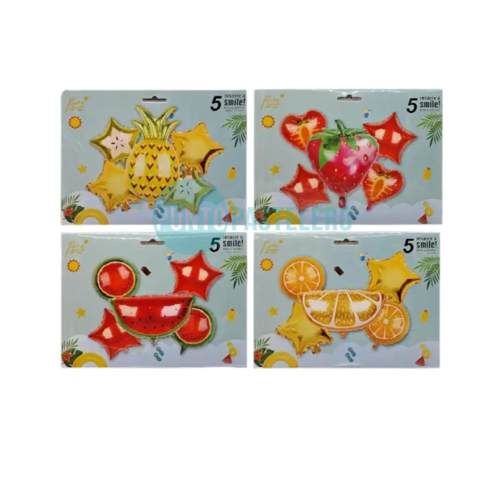 SET DE GLOBOS FRUTILLAS (5 PZ)