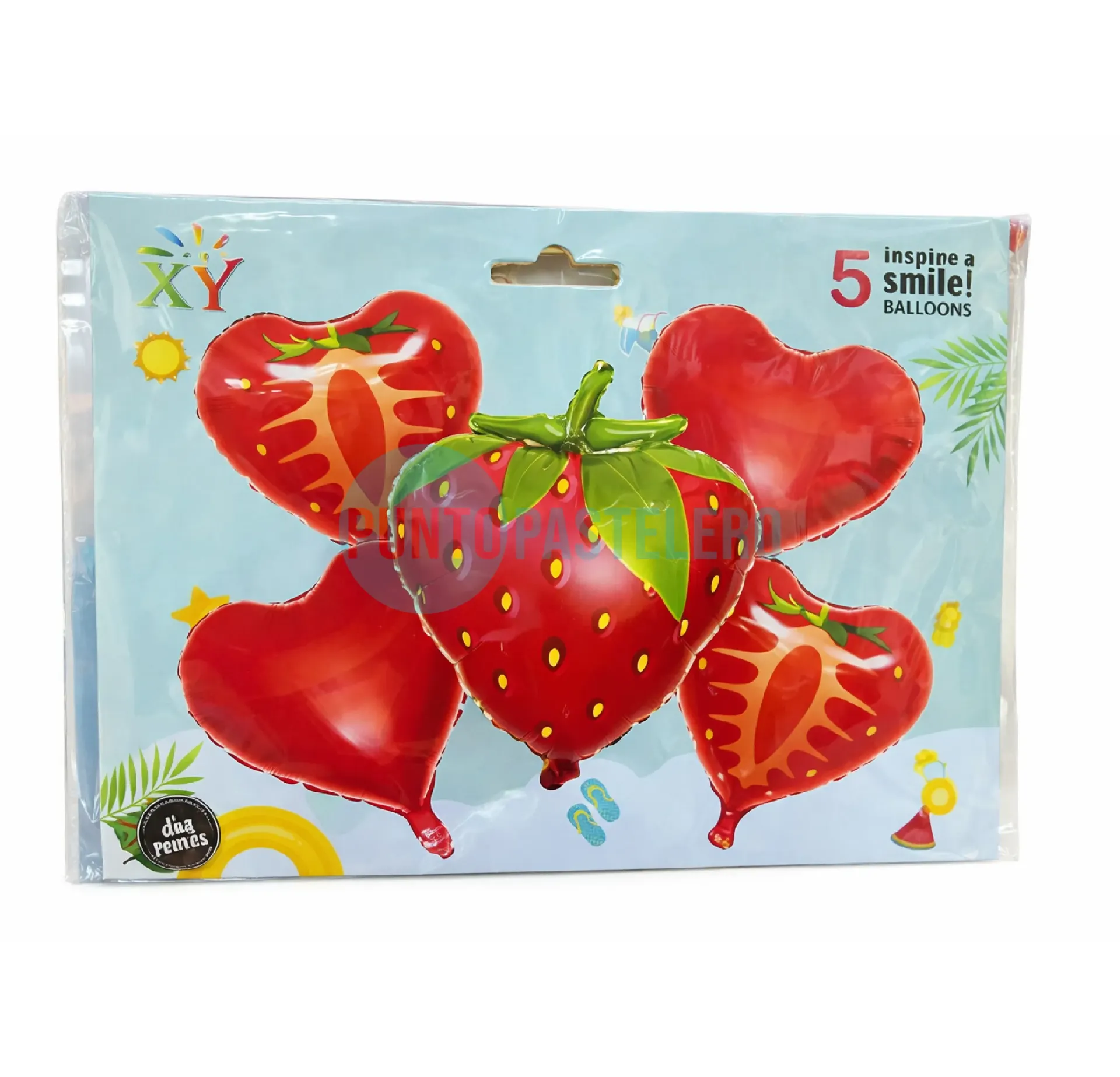 SET DE GLOBOS FRUTILLAS (5 PZ)
