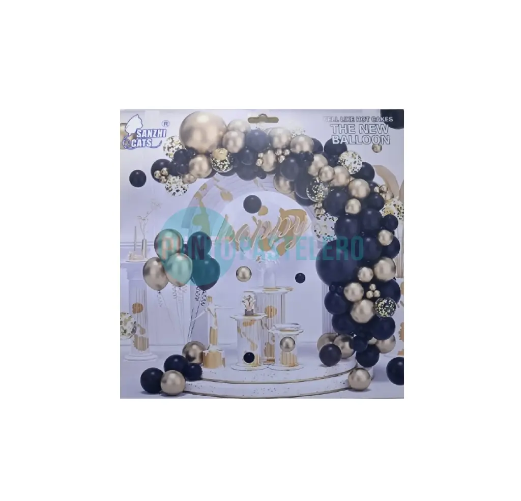 SET DE GLOBOS DORADO Y NEGRO