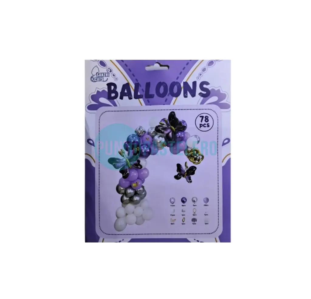 SET DE GLOBOS MARIPOSA VIOLETA (78 PZ)