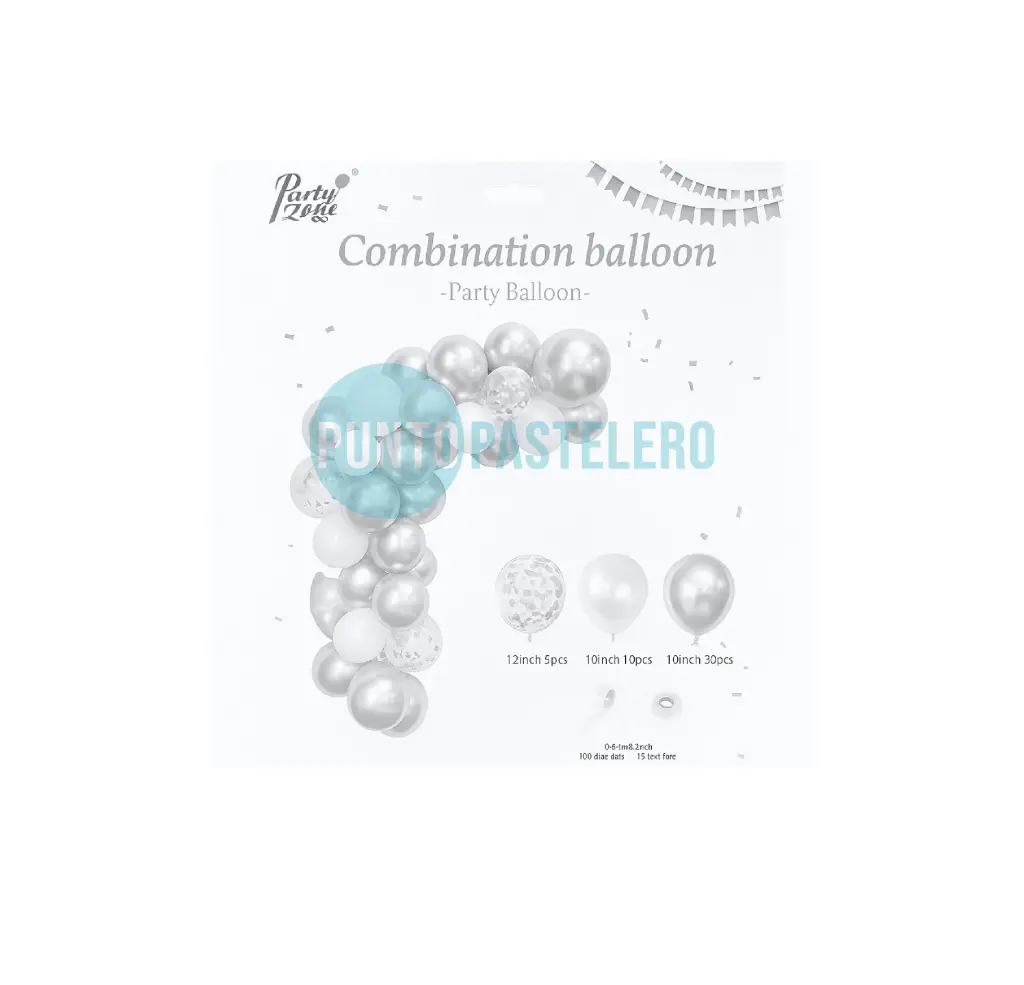 SET DE GLOBOS ARCO PLATEADO (45 PZ)