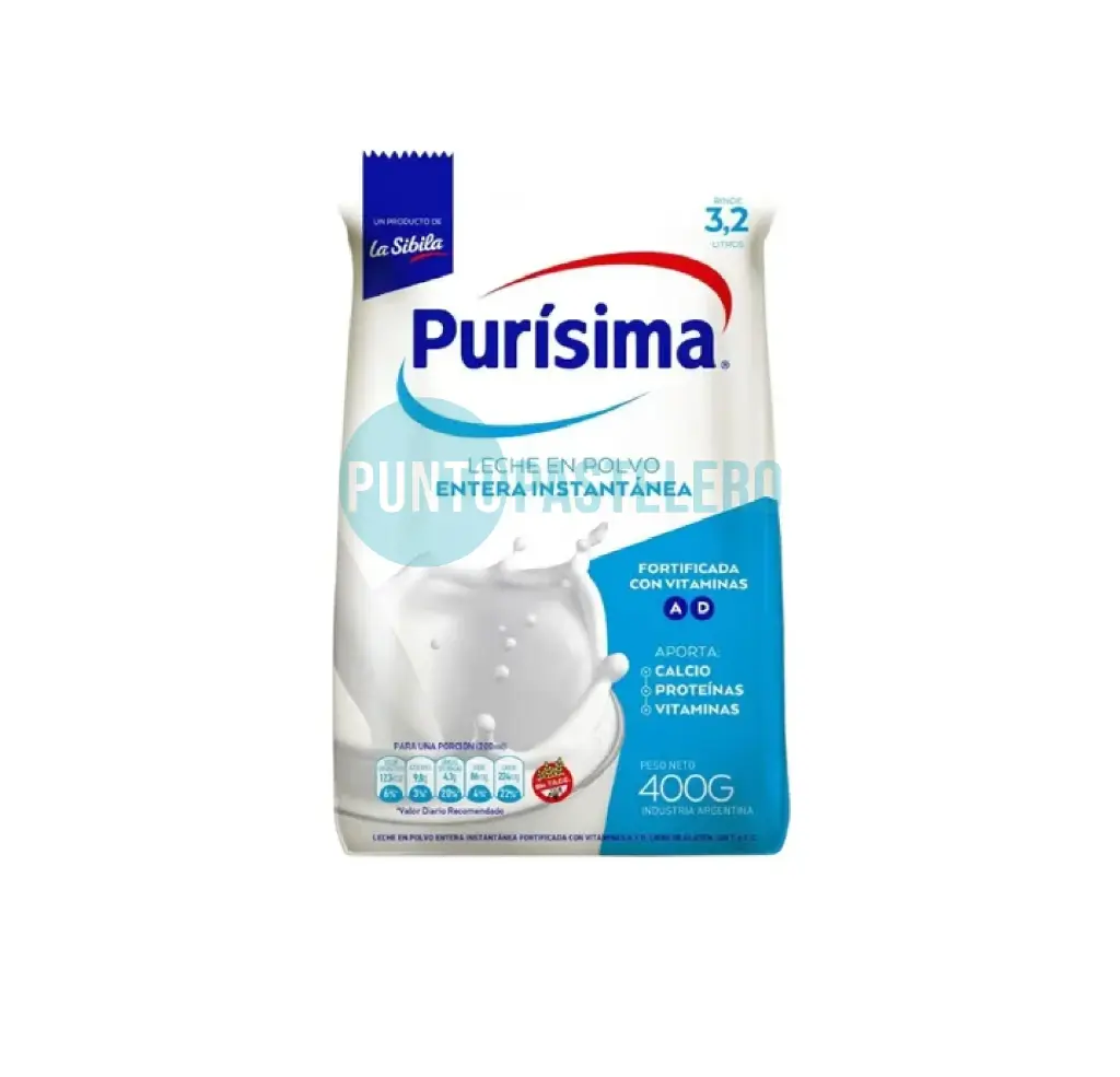LECHE EN POLVO PURISIMA ENTERA EN POLVO (X 400 GR.)