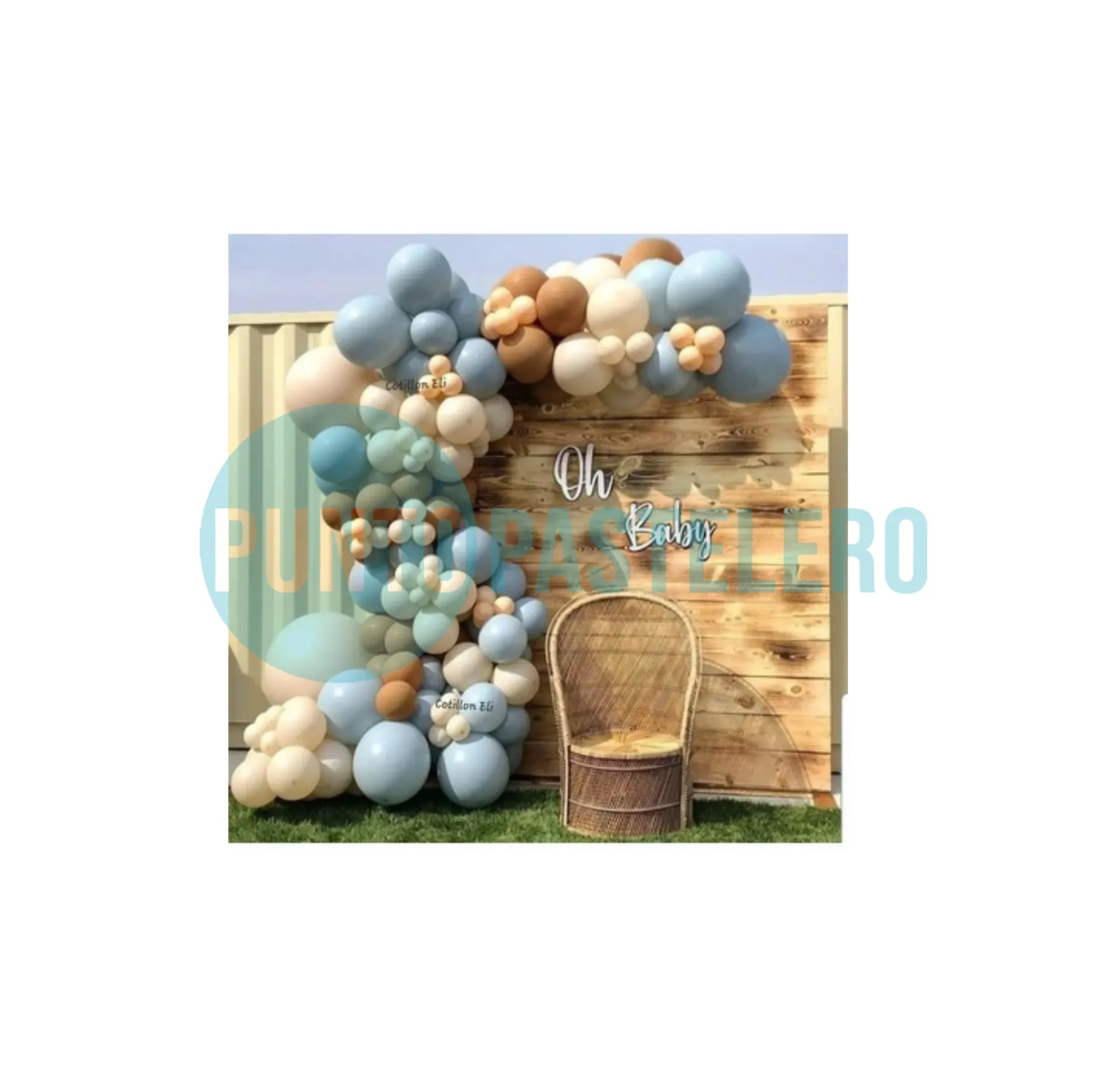 SET DE GLOBOS MARRON Y CELESTE (100 PZ)