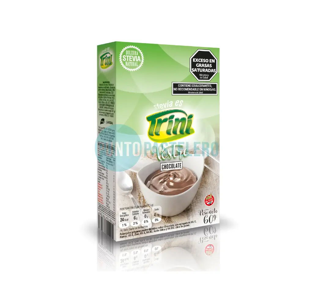 [7798134781065] POSTRE DE CHOCOLATE TRINI SIN AZUCAR CON STEVIA (X 60 GR.) (SIN TACC)