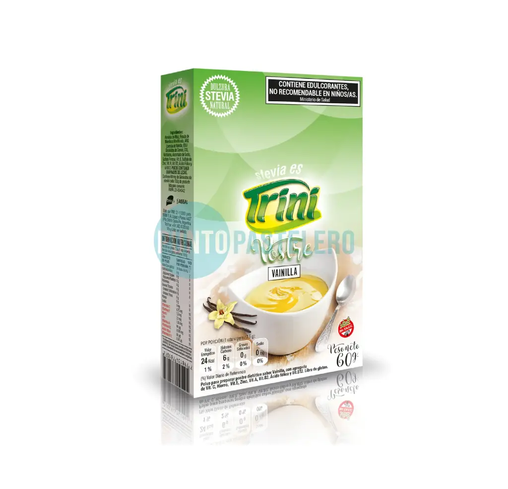 POSTRE DE VAINILLA TRINI SIN AZUCAR CON STEVIA (X 60 GR.) (SIN TACC)
