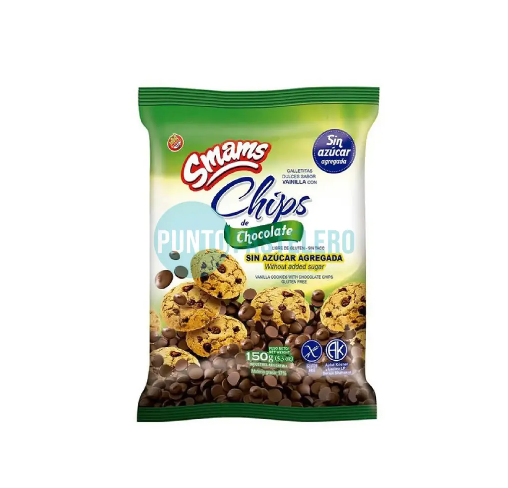 GALLETITAS CHIPS CHOCOLATE SMAMS X 150 GR. (SIN TACC) (SIN AZUCAR)
