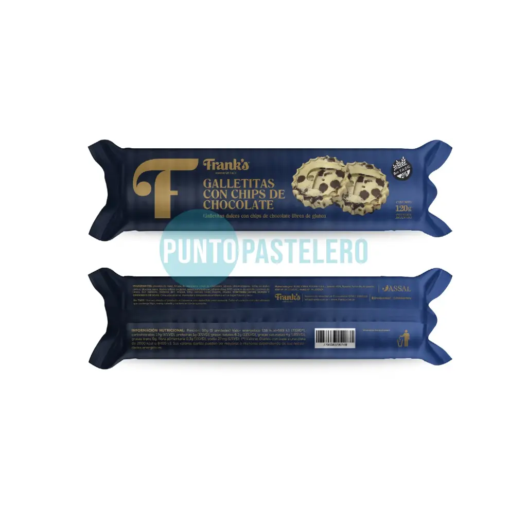 GALLETITAS CON CHIPS DE CHOCOLATE FRANKS (X 120 GR.) (SIN TACC)