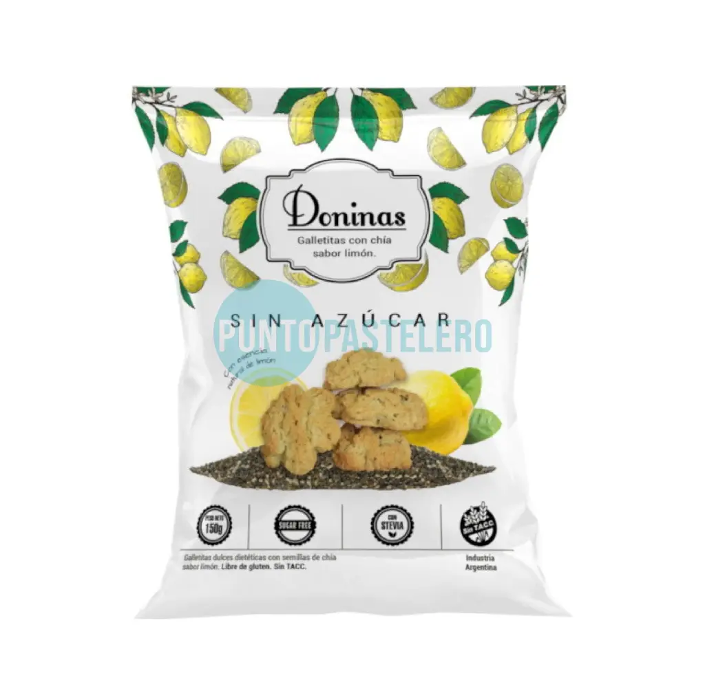 GALLETITAS DONINAS LIMON Y CHIA (X 150 GR.) (SIN TACC) (SIN AZUCAR)