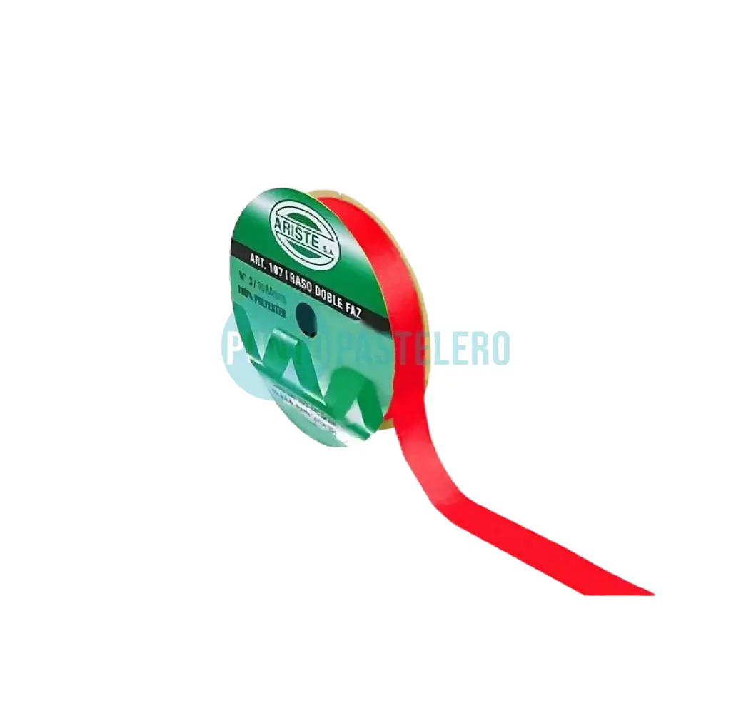 ROLLO CINTA RASO Nº3 ROJA (X 10 MT.)
