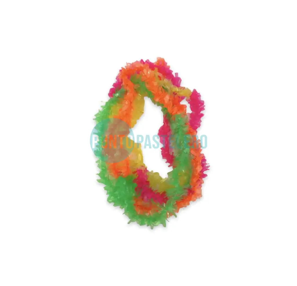 COLLAR HAWAIANO FLUO CON PELITO SURTIDO (X 10 U.)