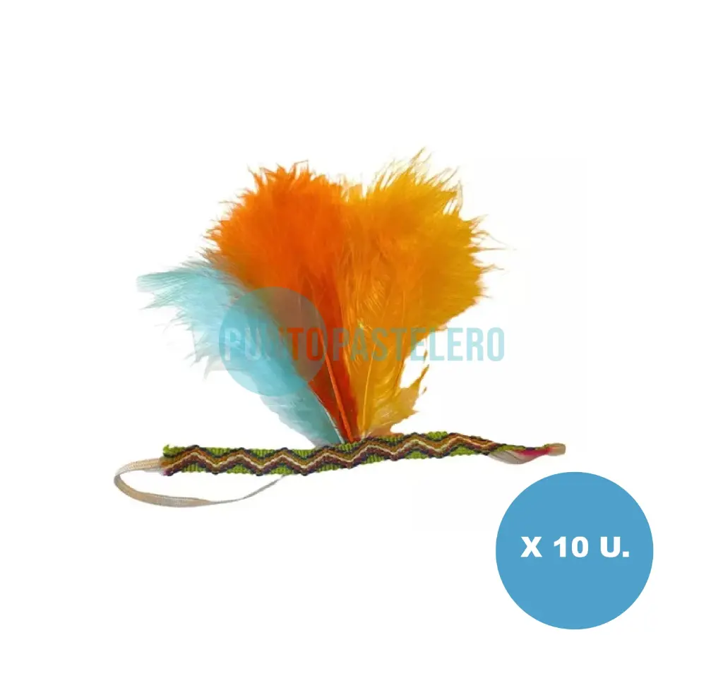 VINCHA INDIO CON PLUMAS ECONOMICA (X 10 U.)