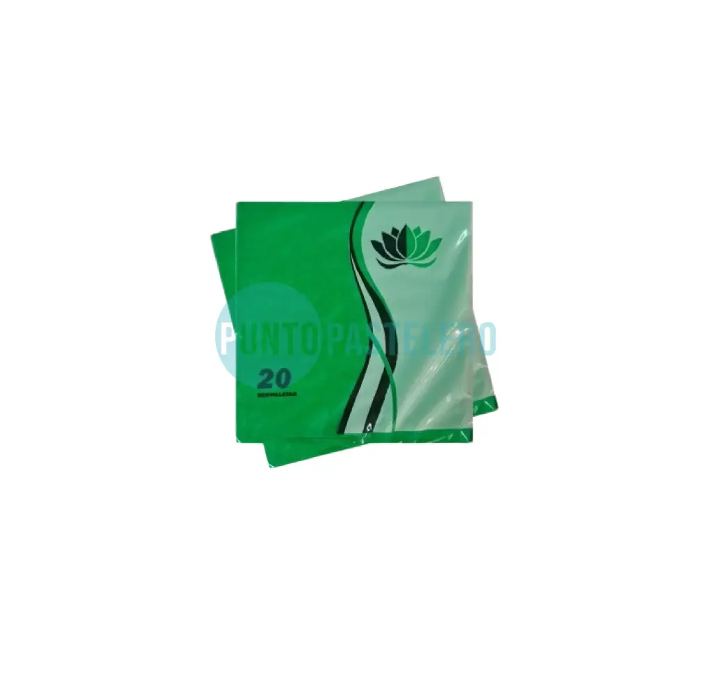 SERVILLETA TISSUE LISA VERDE MANZANA NAPTRES 32X32 (X 20 U.)