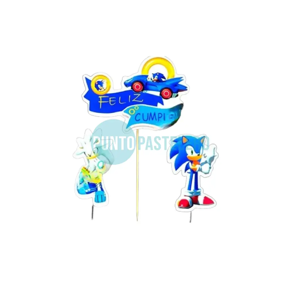 ADORNO PINCHE FELIZ CUMPLE SONIC (3 PZ)
