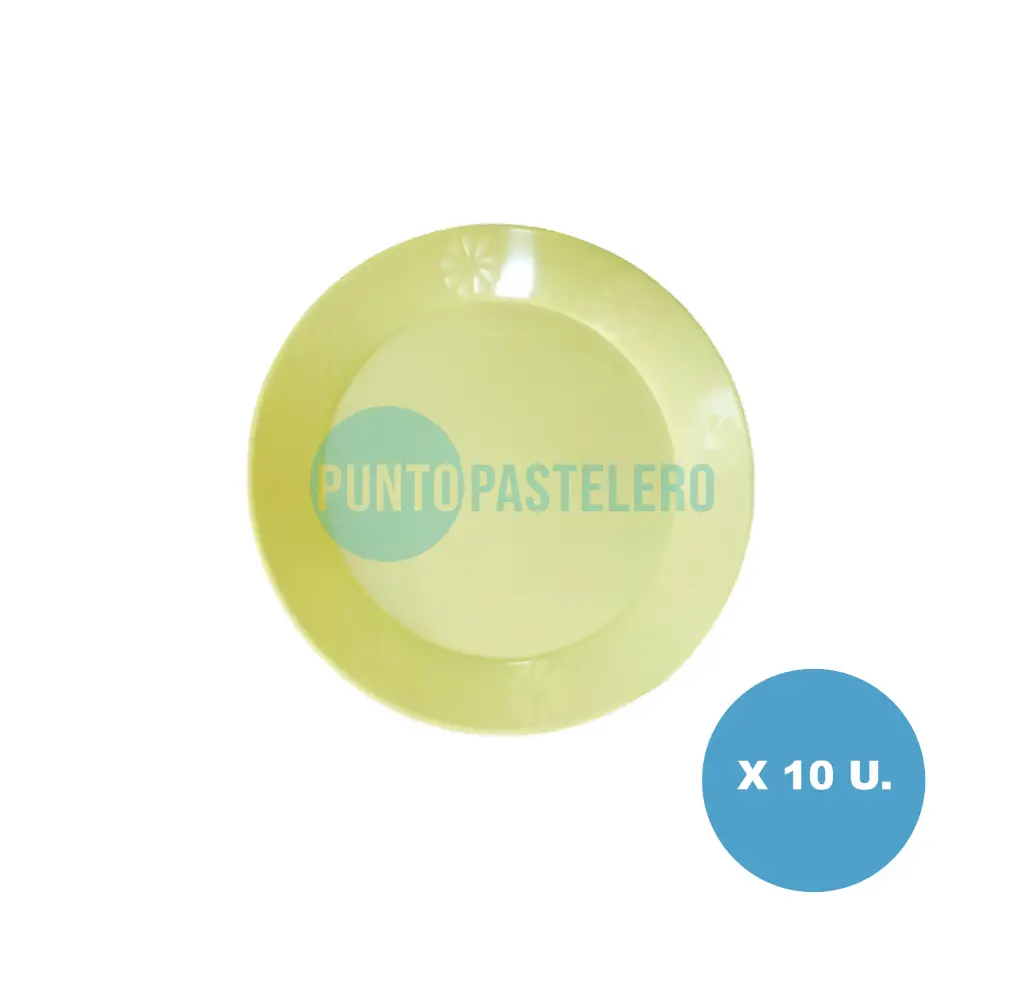 PLATO CHICO PLASTICO AMARILLO PASTEL (10 U.)