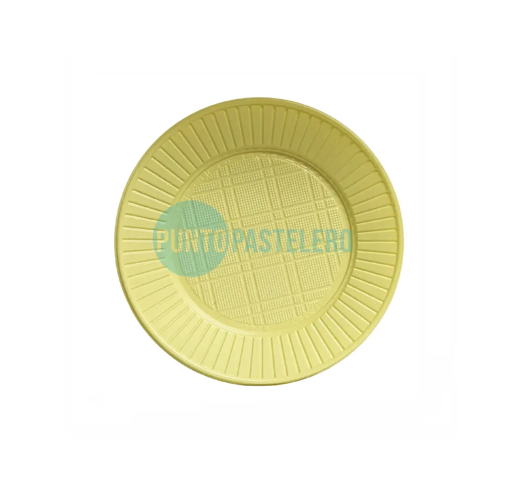 PLATO GRANDE PLASTICO AMARILLO PASTEL (10 U.)