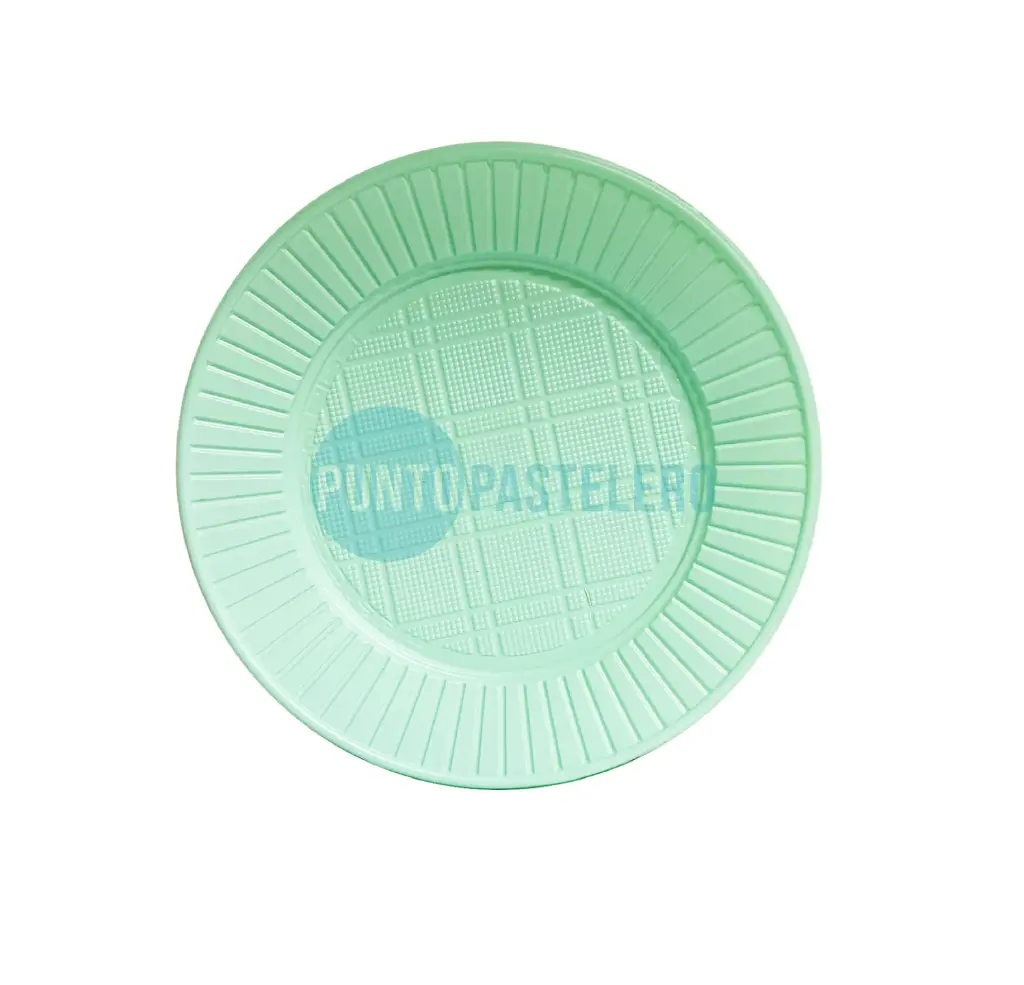 PLATO GRANDE PLASTICO VERDE PASTEL (10 U.)