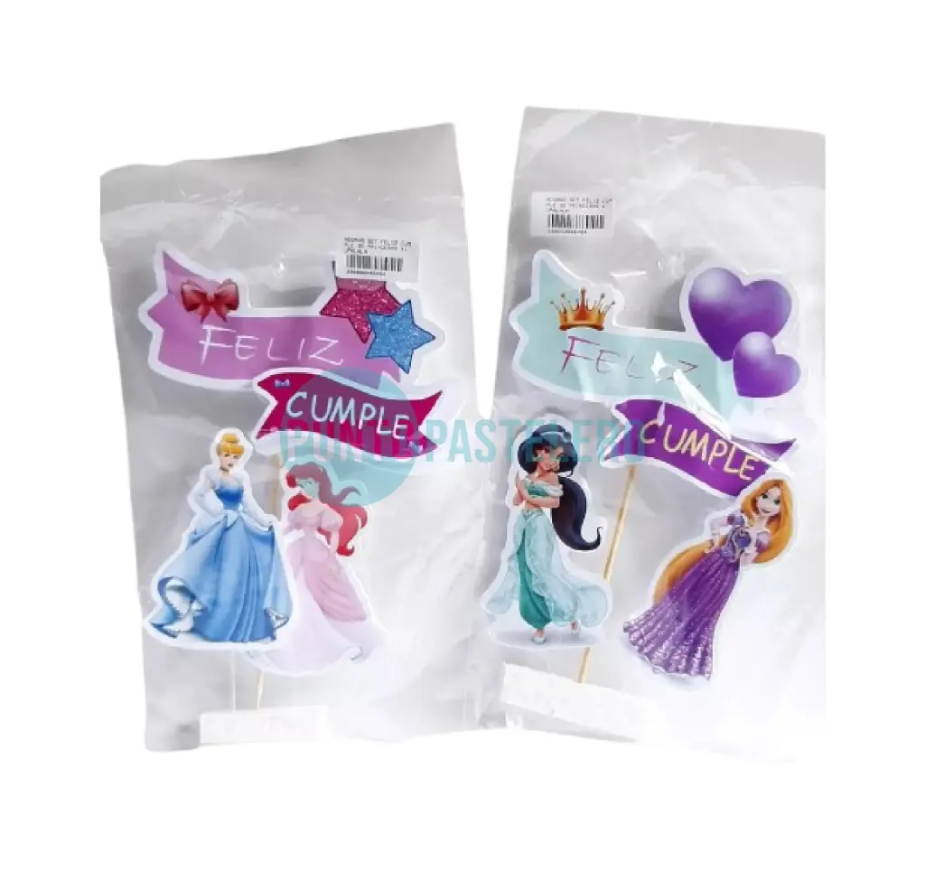 ADORNO PINCHE FELIZ CUMPLE PRINCESAS DISNEY (3 PZ)