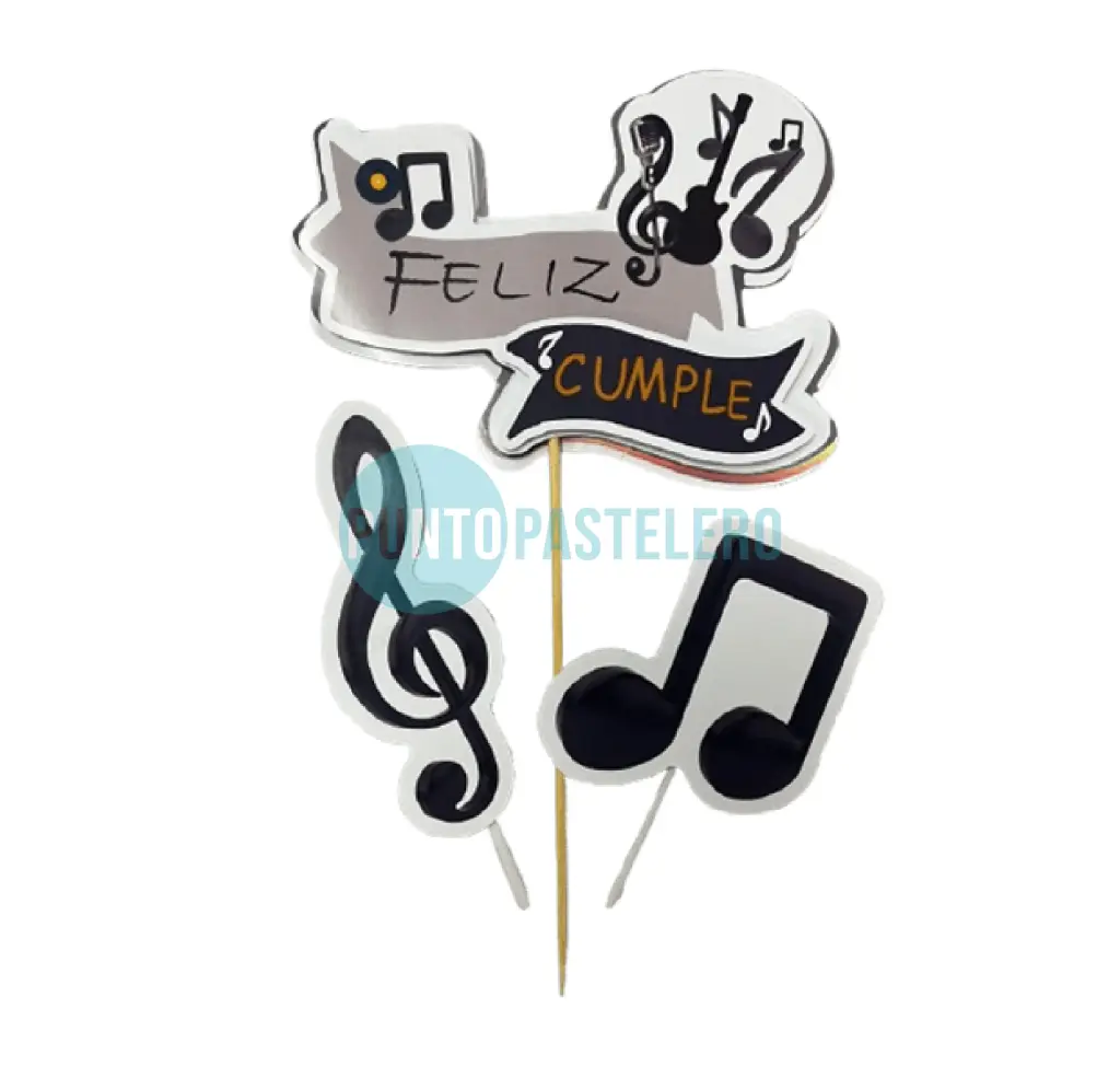 ADORNO SET FELIZ CUMPLE 3D NOTAS MUSICALES