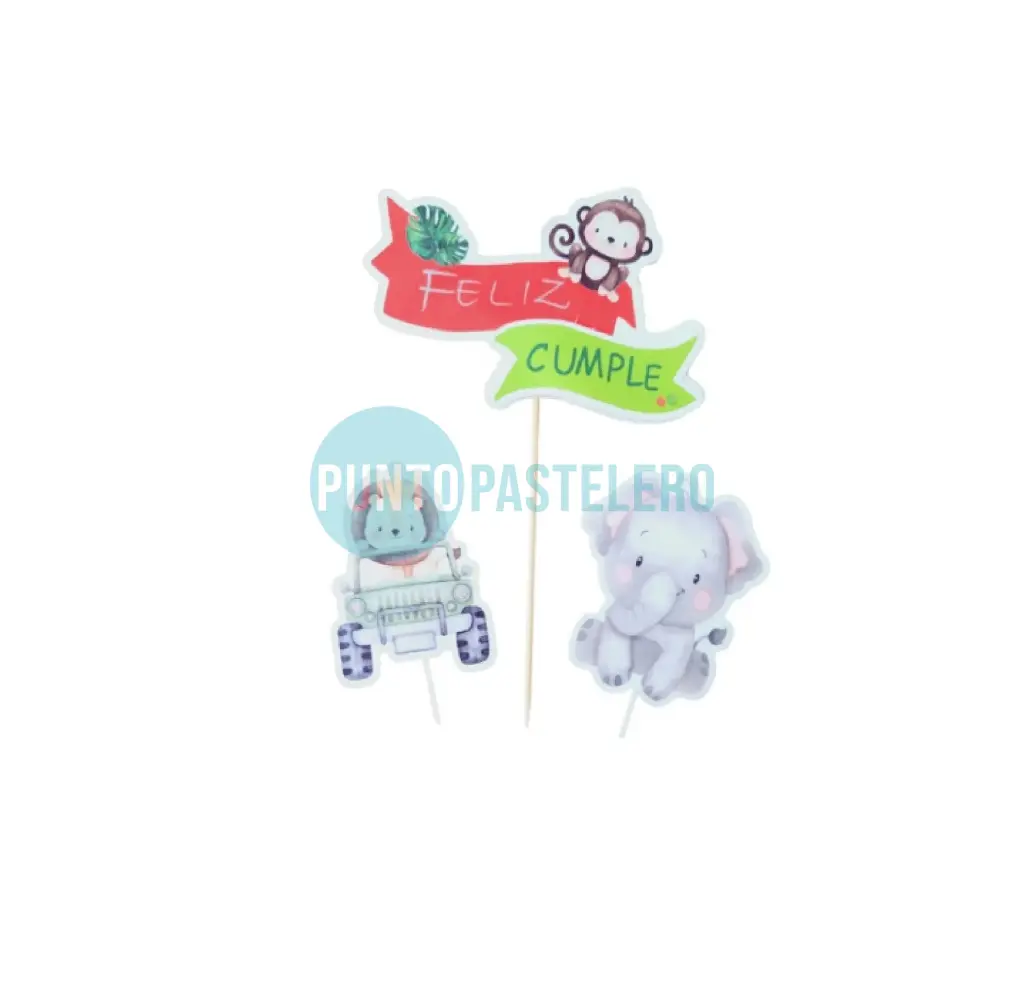 ADORNO SET FELIZ CUMPLE 3D SAFARI
