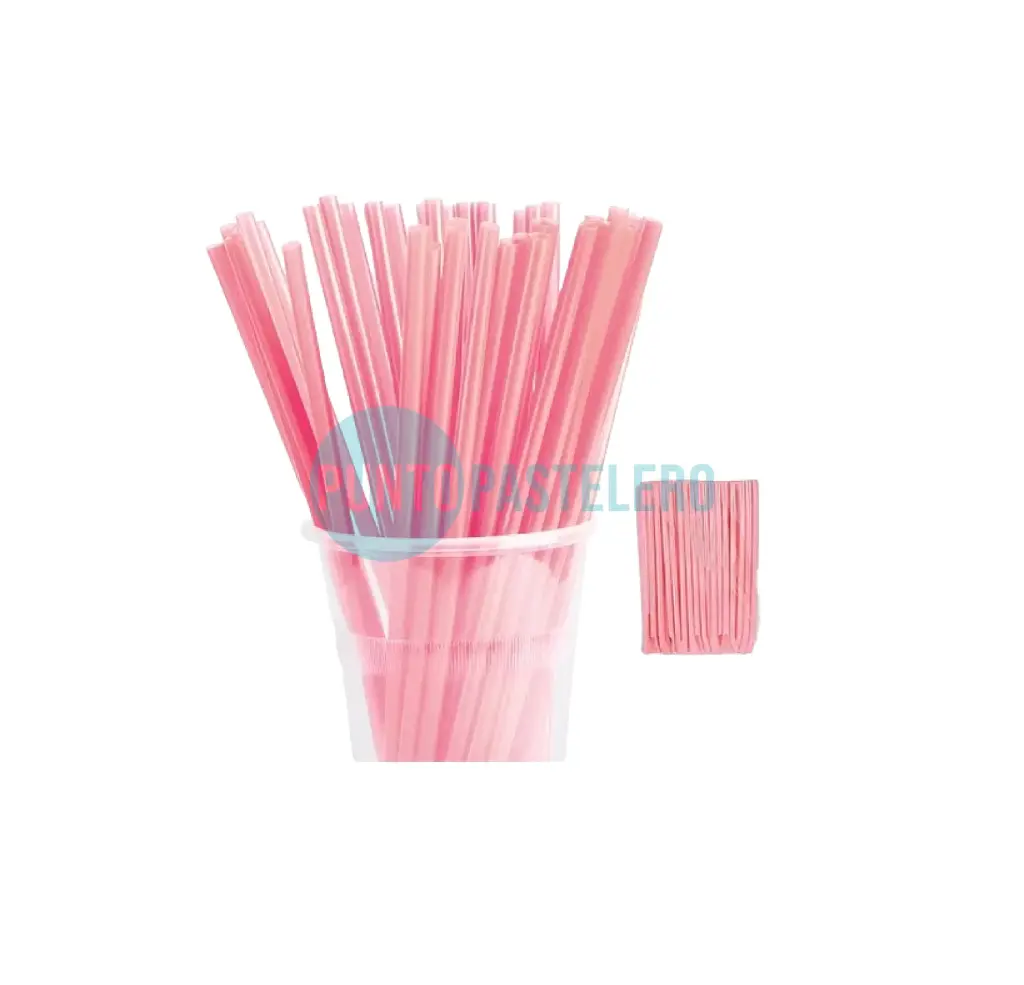 SORBETE MULTIUSO BIODEGRADABLE ROSA PASTEL (X 40 U.) (SORB.-AGITA.-CUCH.)
