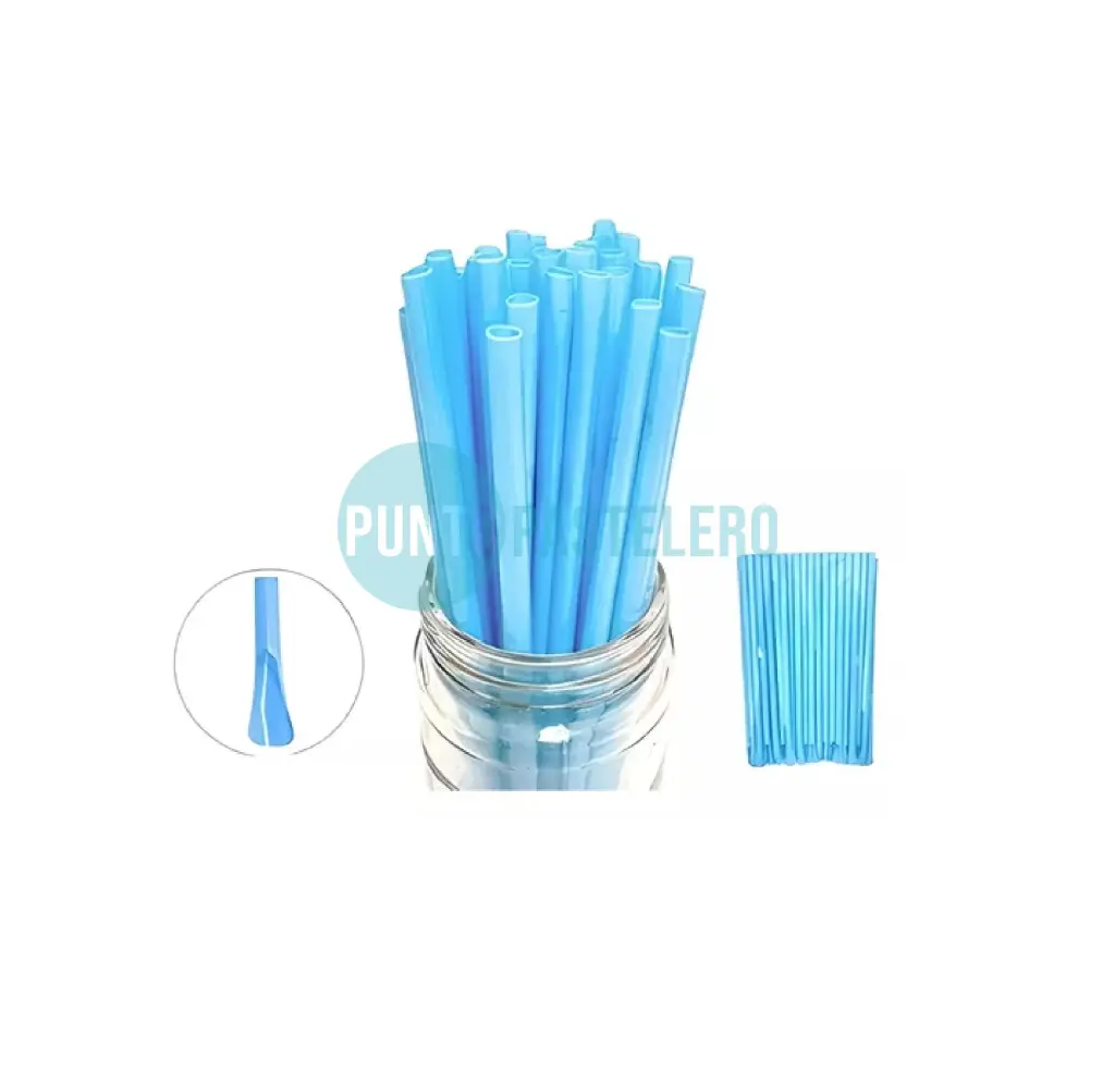 SORBETE MULTIUSO BIODEGRADABLE CELESTE PASTEL (X 40 U.) (SORB.-AGITA.-CUCH.)