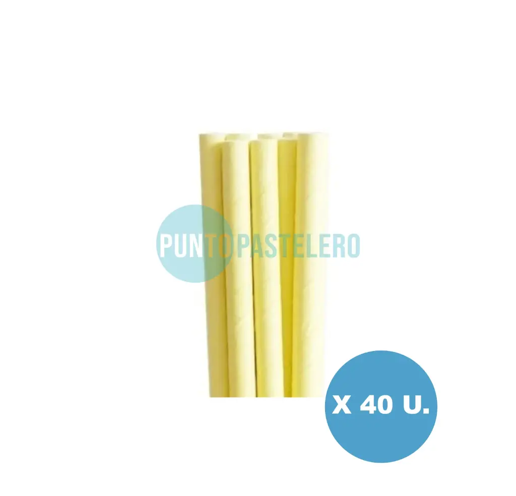 SORBETE MULTIUSO BIODEGRADABLE AMARILLO PASTEL (X 40 U.) (SORB.-AGITA.-CUCH.)
