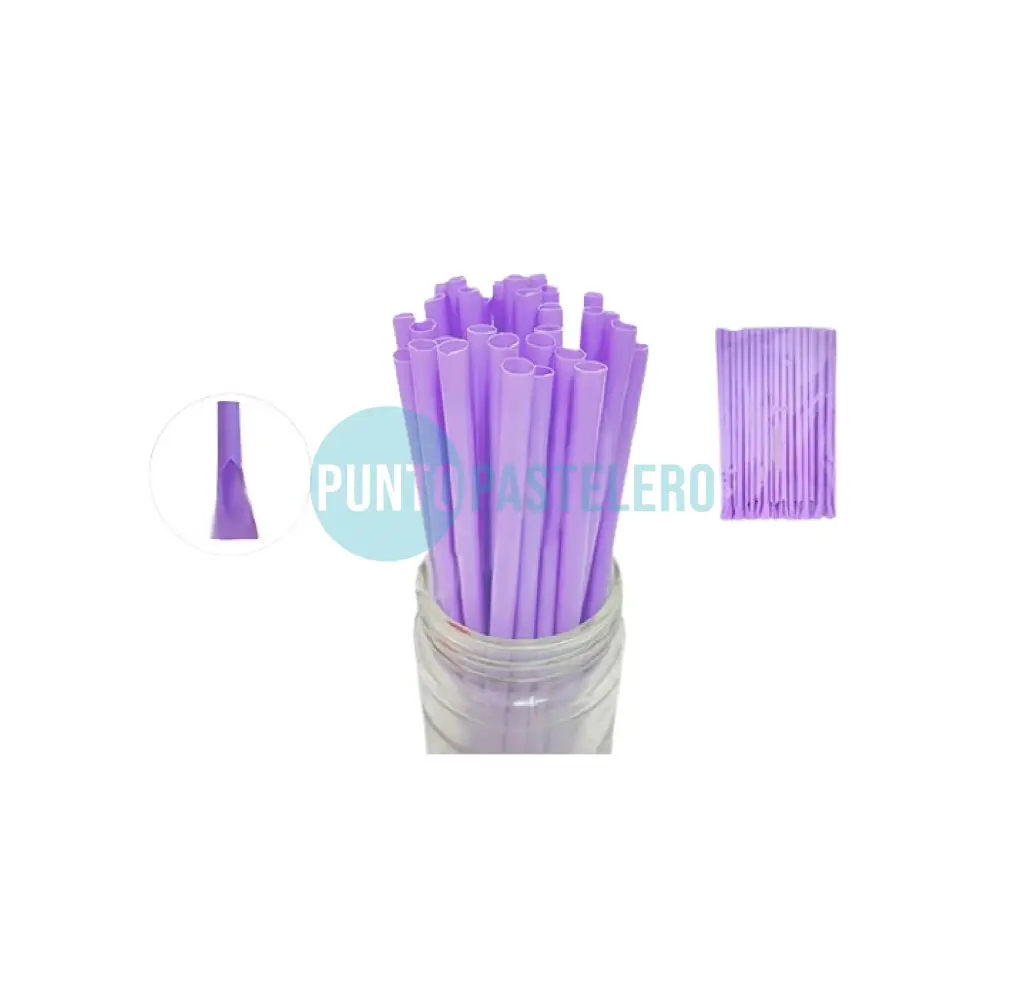 SORBETE MULTIUSO BIODEGRADABLE LILA PASTEL (X 40 U.) (SORB.-AGITA.-CUCH.)
